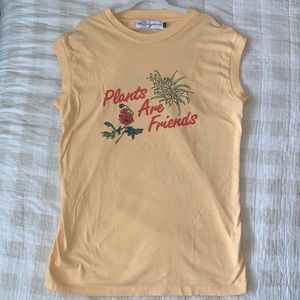 Women’s Premium Vintage Yellow Moto Graphic Tee - Plants are Friends